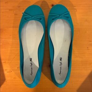 American Eagle By Payless Teal Flats with Bow